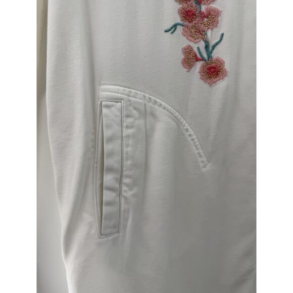 John Mark Women's Off White Floral Embroidered Shirt Dress Medium Country Chic - Picture 7 of 13
